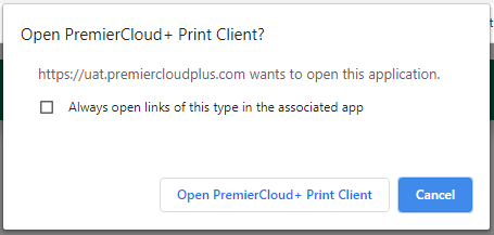 Google Chrome open application dialog window